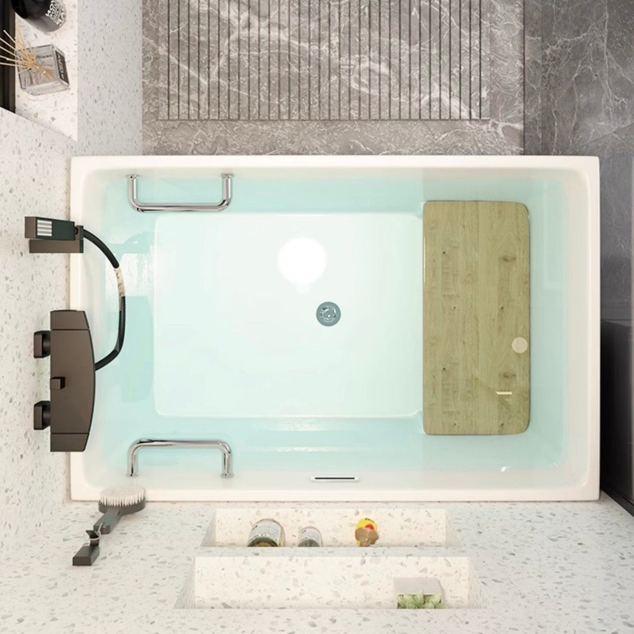 Spacious single-soaker 63-inch bathtub in sleek white finish