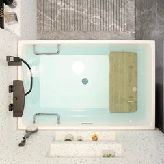 Spacious single-soaker 63-inch bathtub in sleek white finish