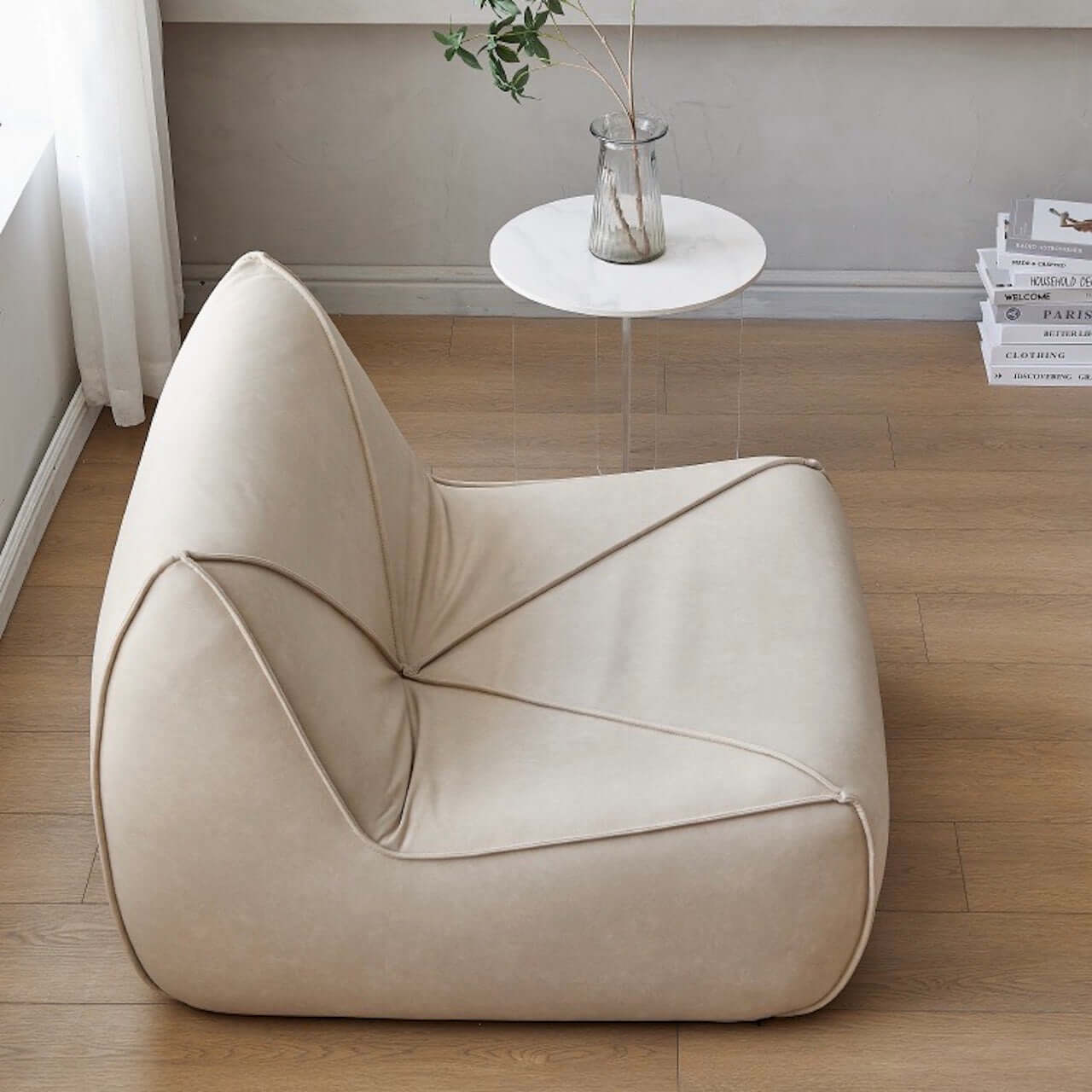 Modern white ultrafine leather Caterpillar lounge chair with scratch-resistant finish