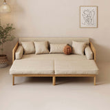 Leath-Aire Wooden/Smoky Upholstered Convertible Sofa Full Sleeper Sofa