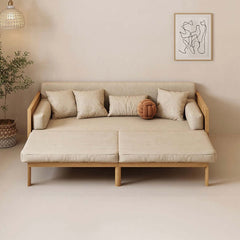 Elegant Leath-Aire Wooden/Smoky Upholstered Convertible Sofa Full Sleeper Sofa Design