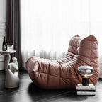 Unique Black/Pink/Brown/Gray/White Leather Floor Lounge Accent Chair in Caterpillar Shape with Cushion