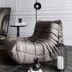 Sleek Black/Pink/Brown/Gray/White Leather Floor Lounge Accent Chair in Caterpillar Shape for Contemporary Decor