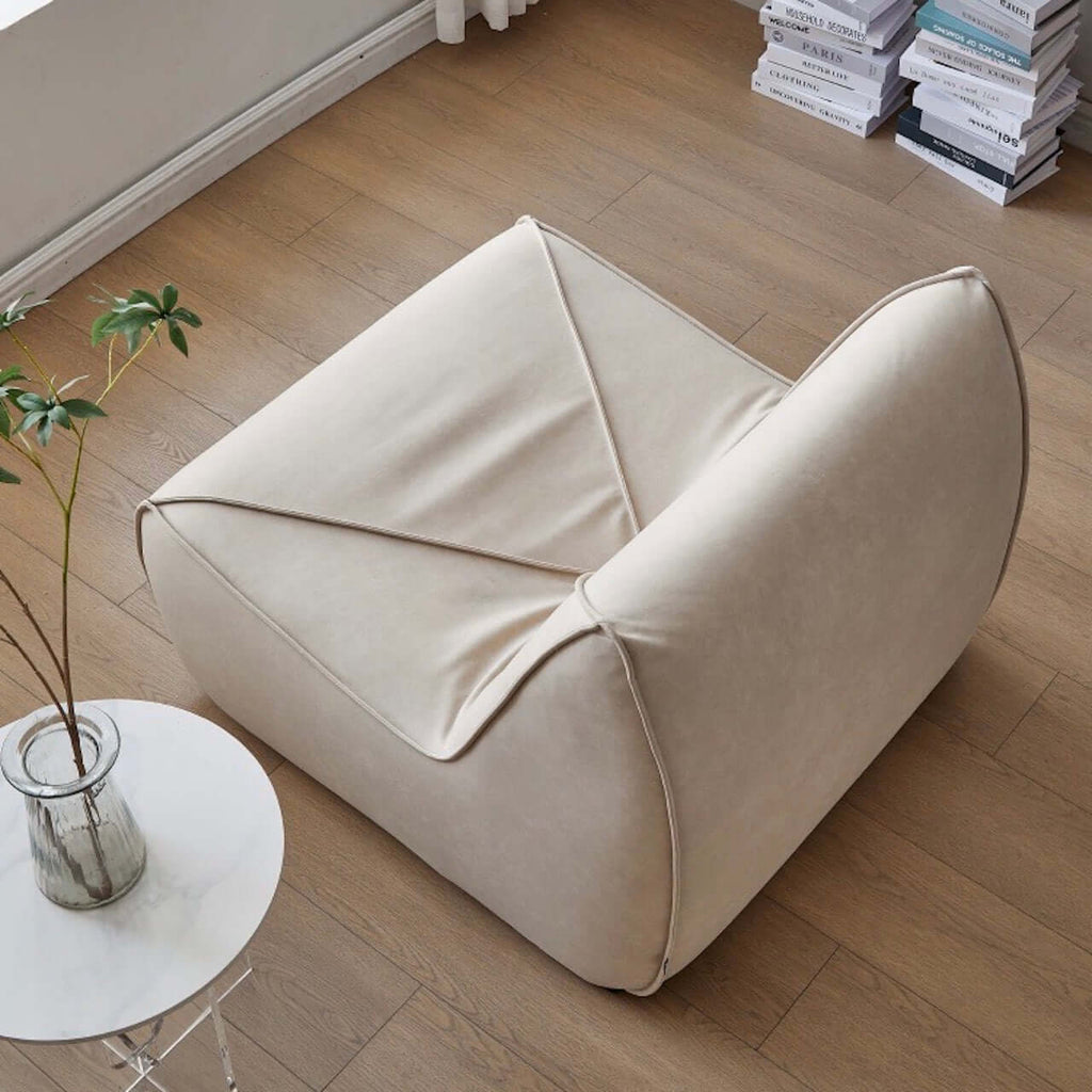 Modern white ultrafine leather Caterpillar lounge chair with scratch-resistant finish