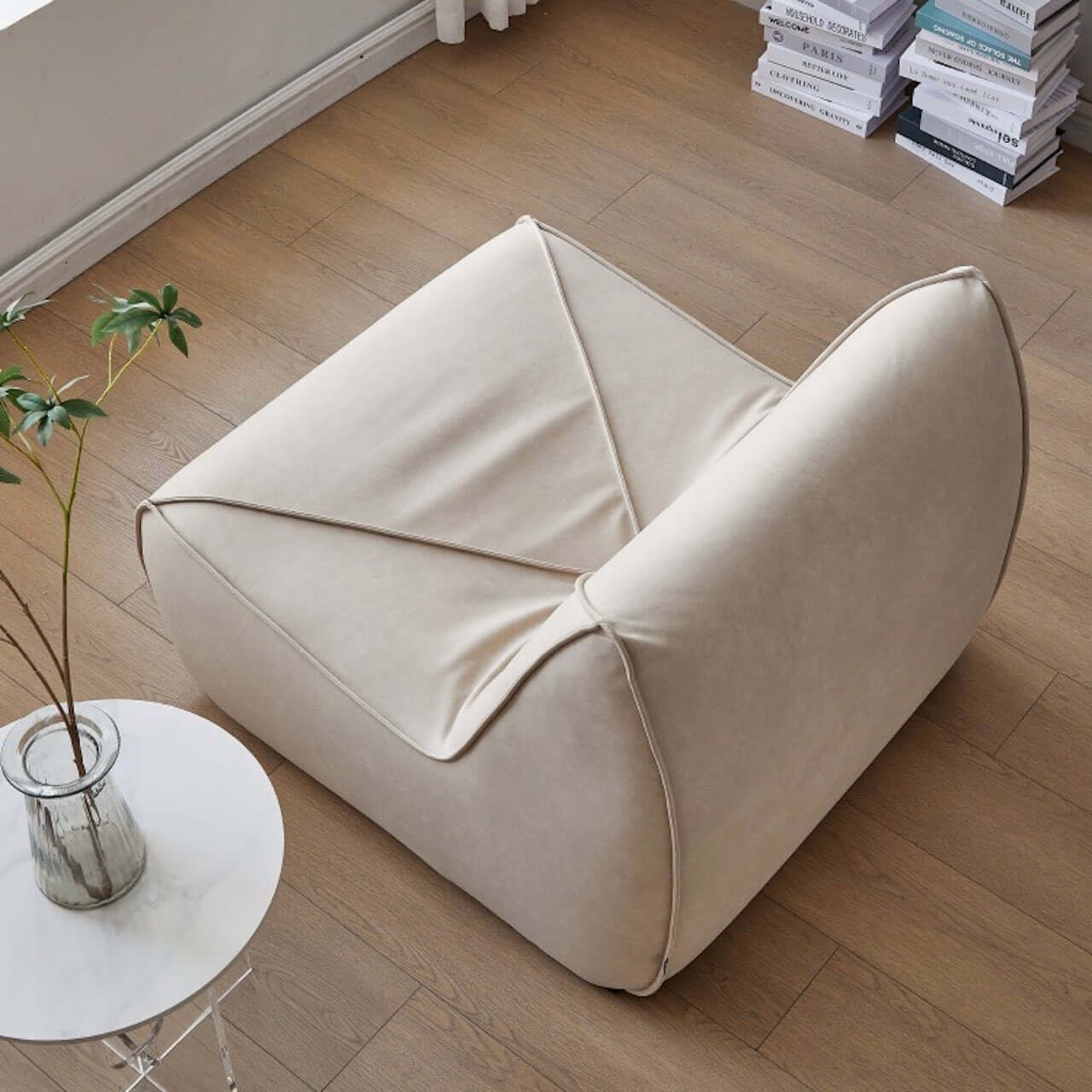 Modern white ultrafine leather Caterpillar lounge chair with scratch-resistant finish