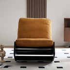 Yellow corduroy caterpillar lounge chair with soft cushion, single sofa rocker for comfortable seating