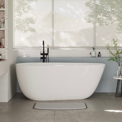 67-Inch Egg-Shaped Single Soak Bathtub in White Acrylic Design