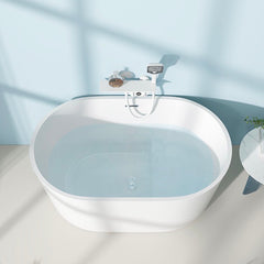 Compact White Acrylic Deep Soaking Bathtub for Small Spaces