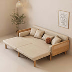 Modern Leath-Aire Wooden/Smoky Upholstered Convertible Sofa Full Sleeper Sofa