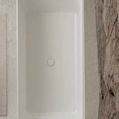 Minimalist Design 67-Inch White Rectangular Soaking Tub in Artificial Stone
