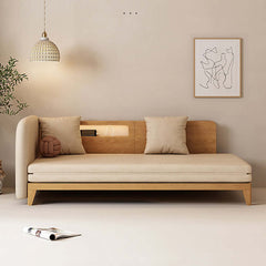 Modern Pull Out Sofa Bed with USB in Cotton & Linen Fabric for Living Room