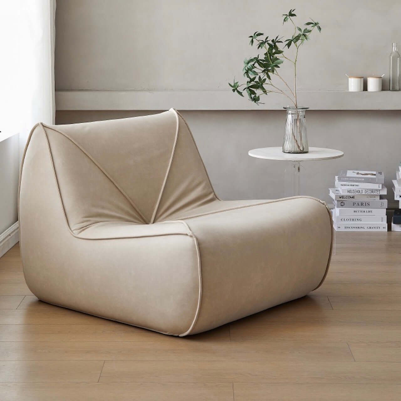 Modern white ultrafine leather Caterpillar lounge chair with scratch-resistant finish