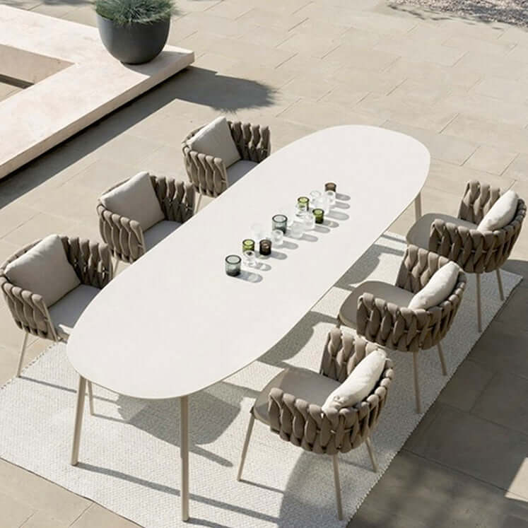 2ピース アルミニウム＆ロープ アウトドアパティオダイニングチェア アームチェアセット クッション付き コーヒー サブ画像