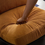 Yellow corduroy caterpillar lounge chair with soft cushion, single sofa rocker for comfortable seating