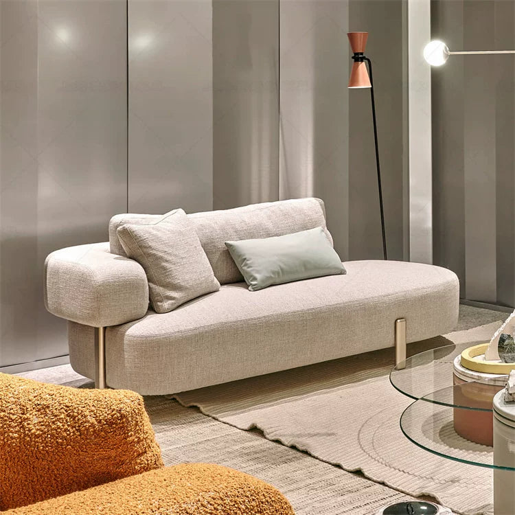 Chaise Longue d'Accent Uni à Accoudoir Gauche Style Art Déco pour Salon avec Accoudoir Rond