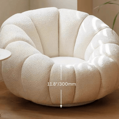 White Pumpkin Swivel White Boucle Sherpa Accent Chair in a White, Pink, Red, Yellow, Green, Orange, or Gray color scheme