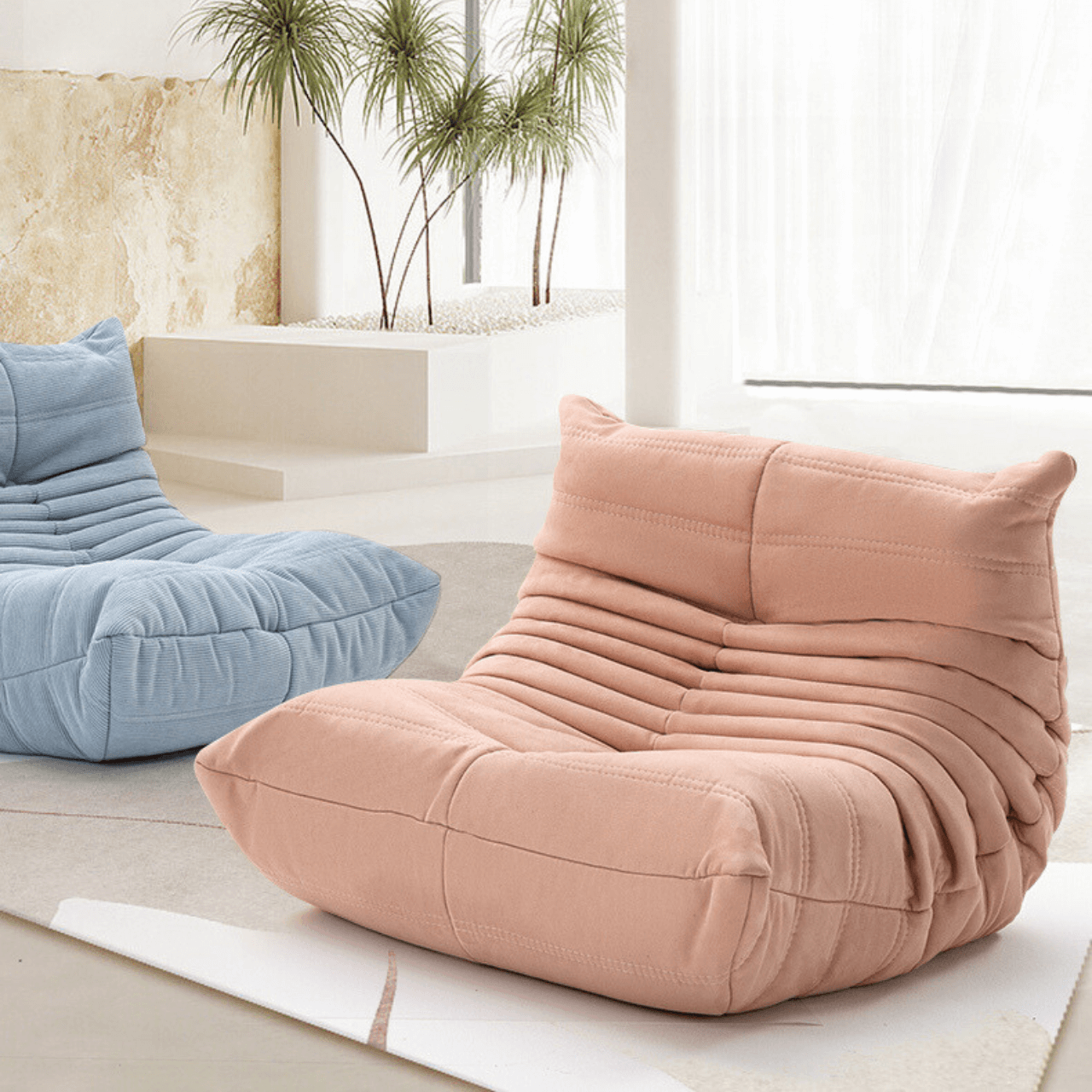 Kids' suede furry caterpillar lounge chair and single Togo sofa available in multiple colors main product image メイン画像