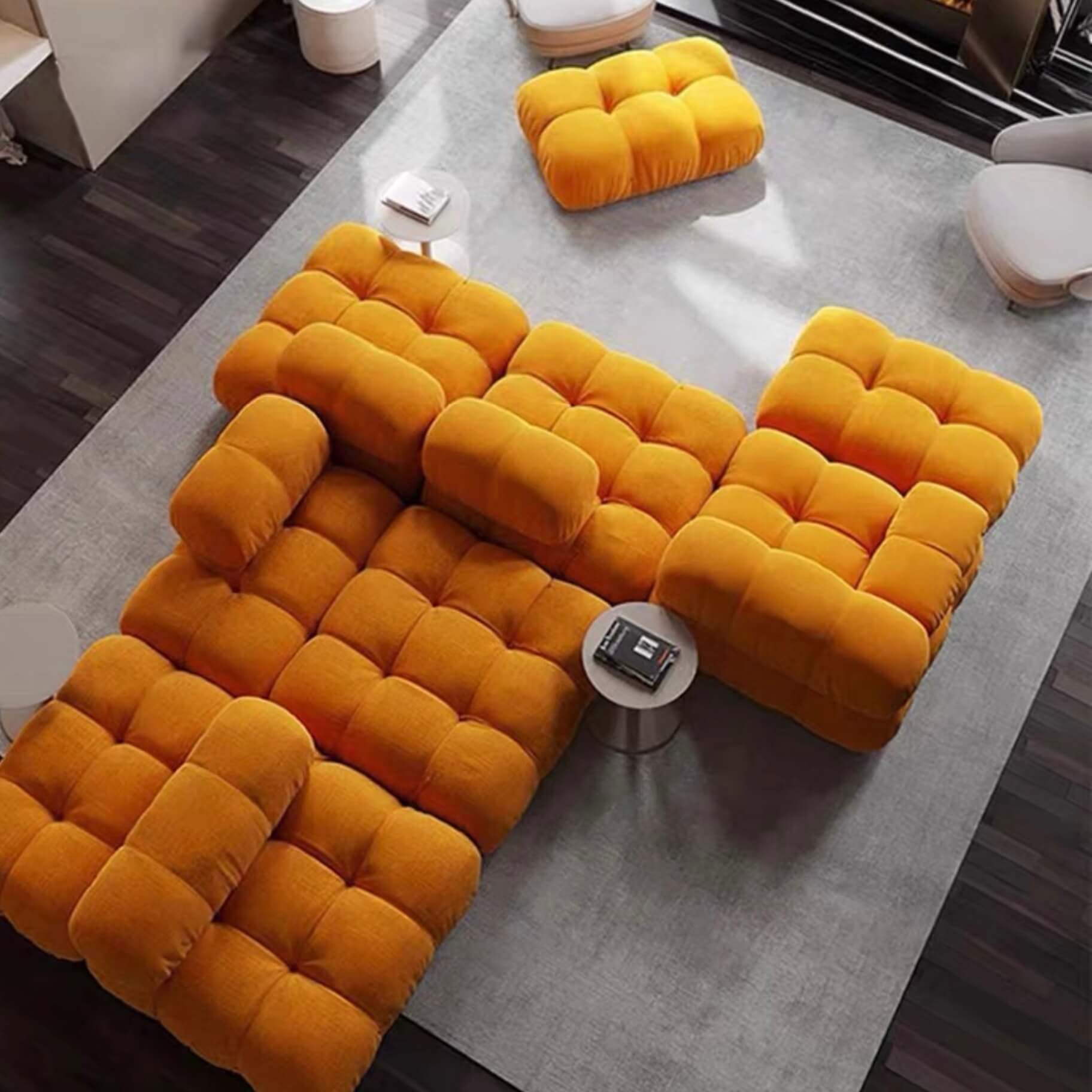 Velvet 3-seater sofa with left or right hand facing chaise, perfect for stylish living rooms