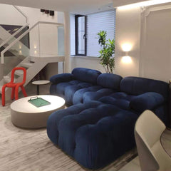 Sofá de 3 plazas de terciopelo con chaise orientable a izquierda o derecha