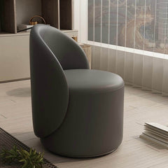 Modern Nordic White Boucle Sherpa Round Vanity Stool Swivel Accent Chair with Low Back for Bedroom