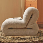 White Japandi-style boucle single lazy sofa chair with Nordic design for leisure seating