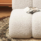 White Japandi-style boucle single lazy sofa chair with Nordic design for leisure seating