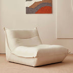Nordic white boucle sherpa accent chair with ottoman, cozy and stylish lazy togo sofa dumpling main product image