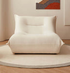 Nordic white boucle sherpa accent chair with ottoman, cozy and stylish lazy togo sofa dumpling