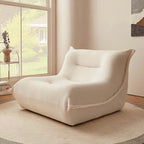 Nordic white boucle sherpa accent chair with ottoman, cozy and stylish lazy togo sofa dumpling