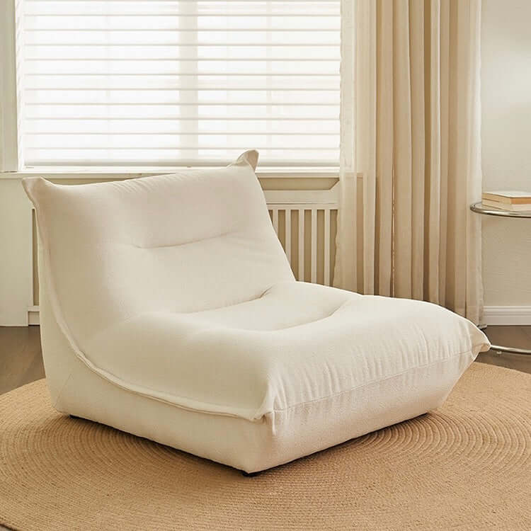 Nordic white boucle sherpa accent chair with ottoman, cozy and stylish lazy togo sofa dumpling