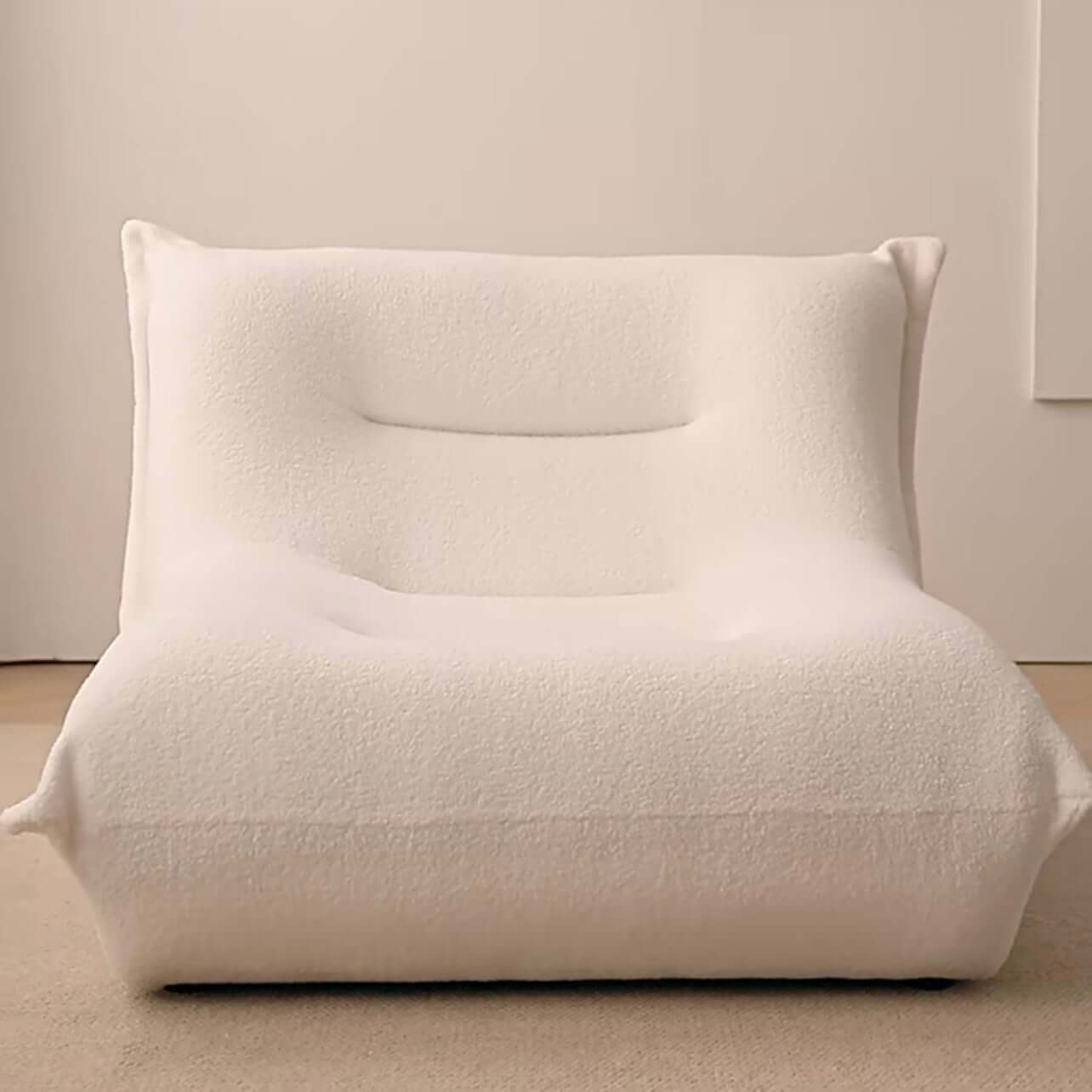 Nordic white boucle sherpa accent chair with ottoman, cozy and stylish lazy togo sofa dumpling