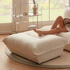 Nordic white boucle sherpa accent chair with ottoman, cozy and stylish lazy togo sofa dumpling