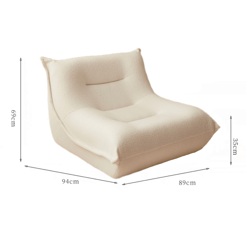 Nordic white boucle sherpa accent chair with ottoman, cozy and stylish lazy togo sofa dumpling