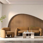 White and brown boucle sherpa accent chair with shaggy texture, perfect for living room seating