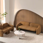 White and brown boucle sherpa accent chair with shaggy texture, perfect for living room seating