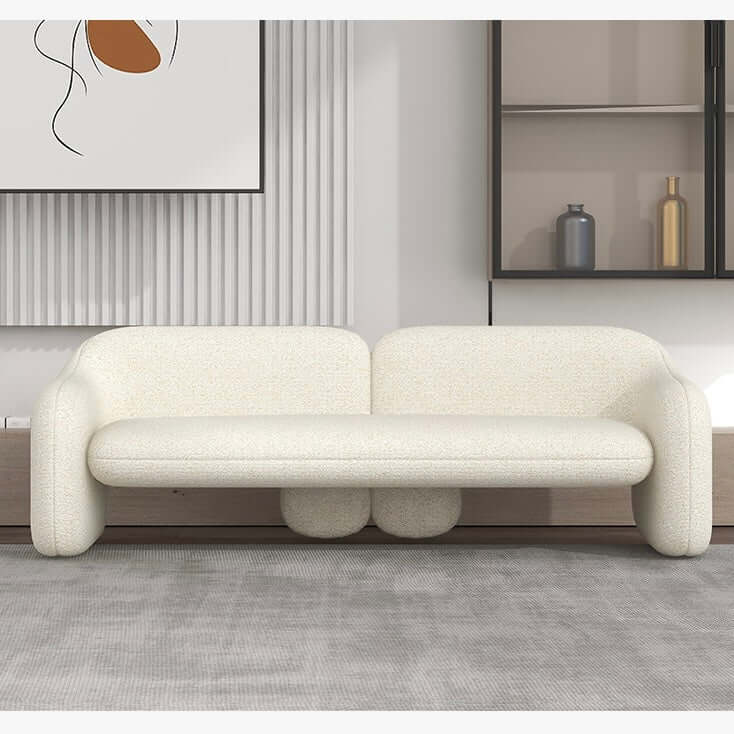 White and brown boucle sherpa accent chair with shaggy texture, perfect for living room seating