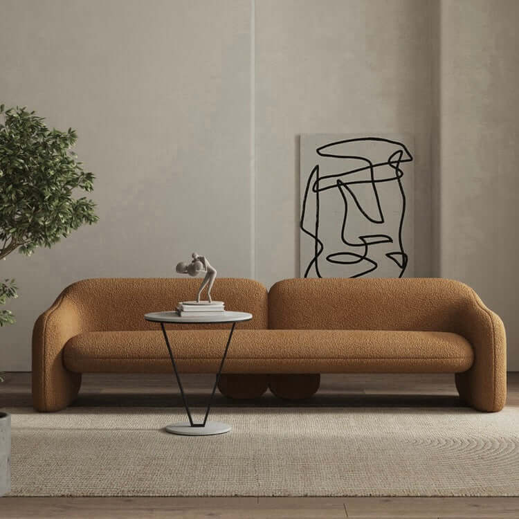 White and brown boucle sherpa accent chair with shaggy texture, perfect for living room seating Main image