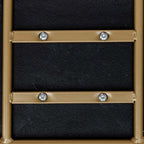 White Nordic vanity stool with elegant gold-tone metal legs for stylish seating