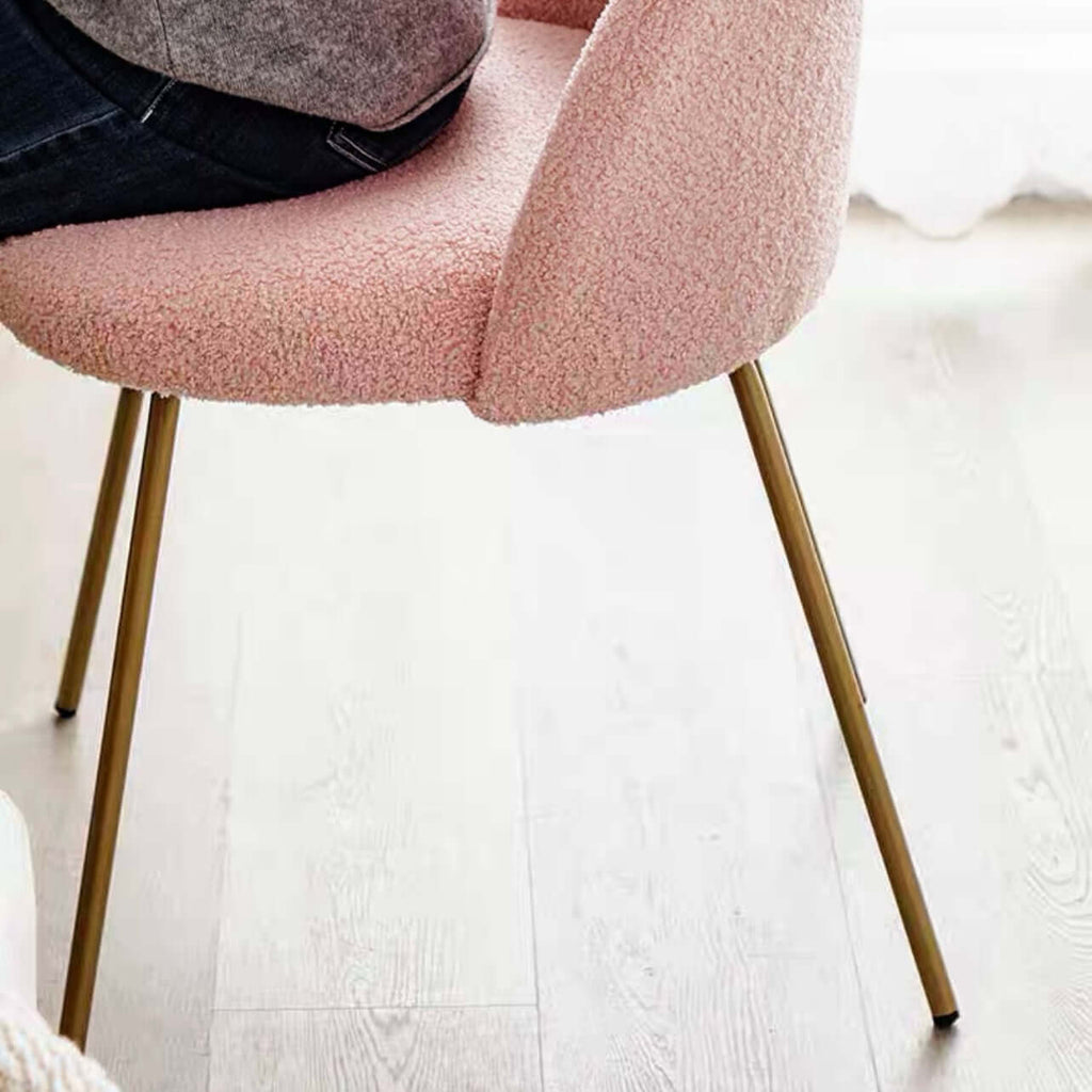 White Nordic vanity stool with elegant gold-tone metal legs for stylish seating