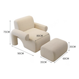 Modern White/Green Sherpa Upholstery Boucle Accent Chair Curved Base with Ottoman for Living Room