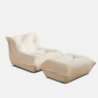 Nordic white boucle sherpa accent chair with ottoman, cozy and stylish lazy togo sofa dumpling