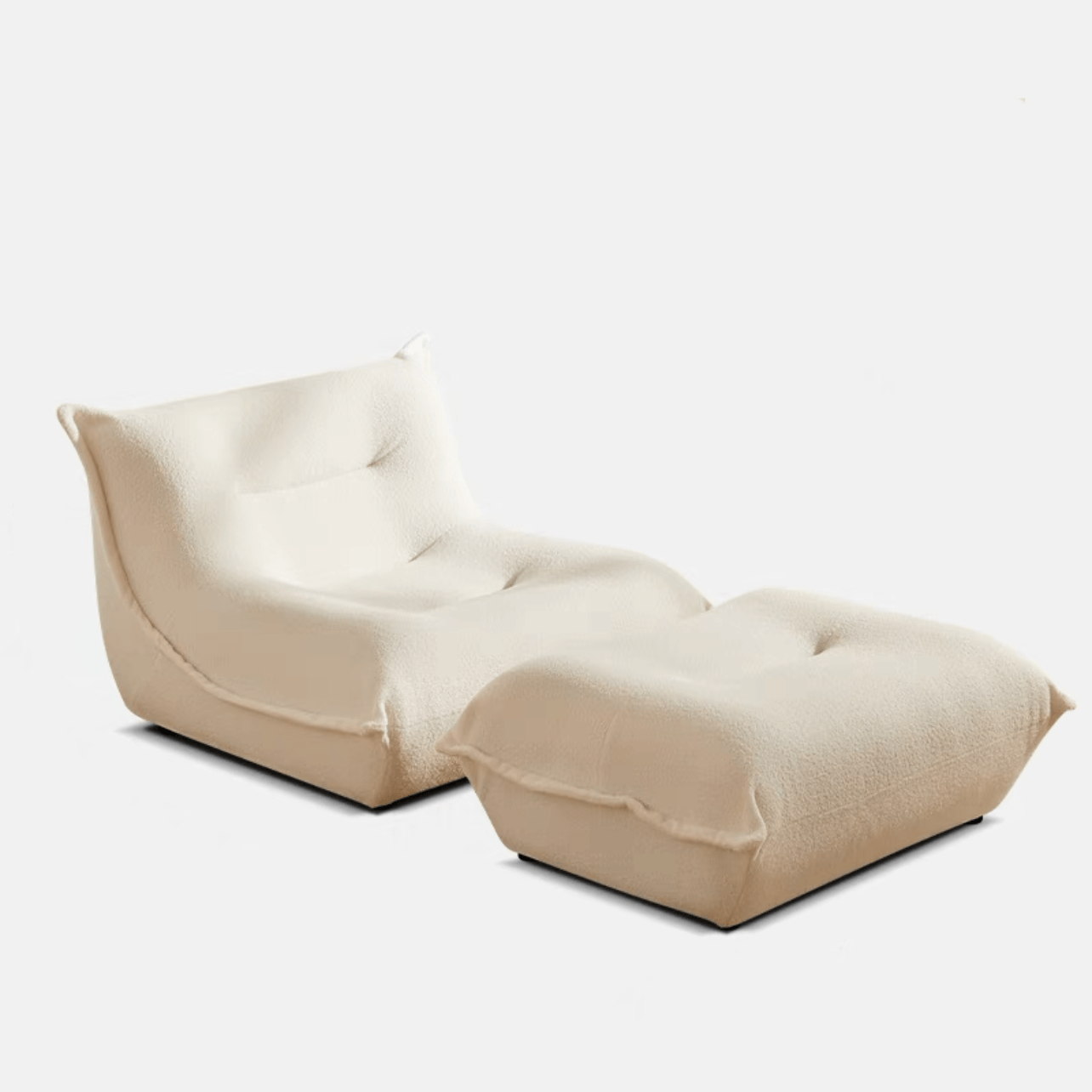 Nordic white boucle sherpa accent chair with ottoman, cozy and stylish lazy togo sofa dumpling