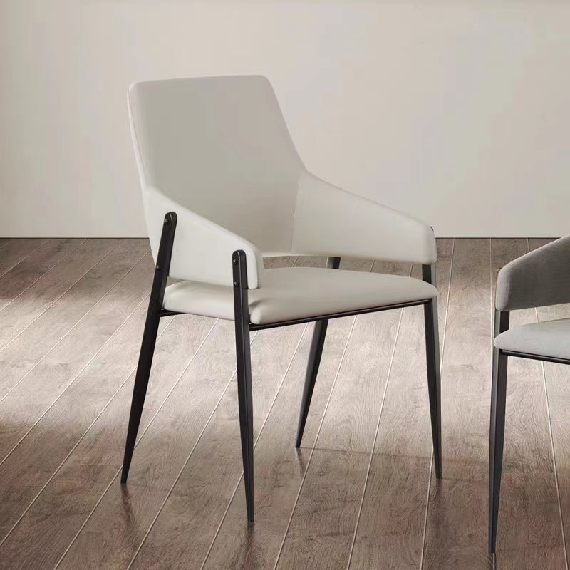 Modern White PU Leather Upholstered Dining Chairs (Set of 2) with Solid Back