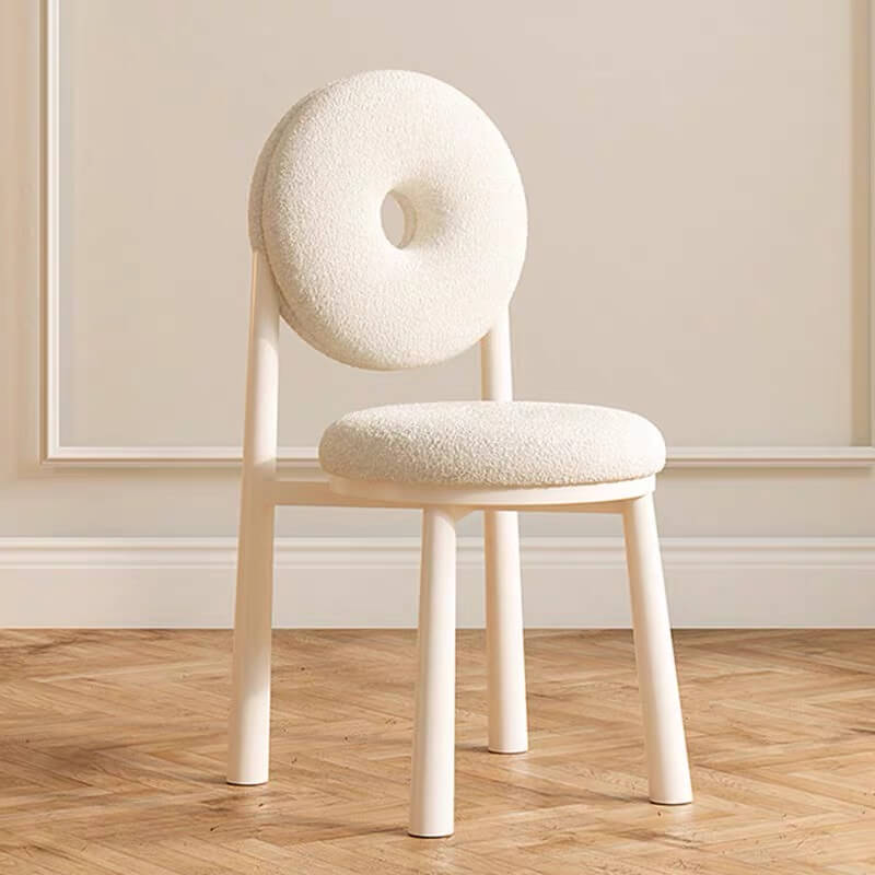 Fashionable white boucle sherpa side chair
