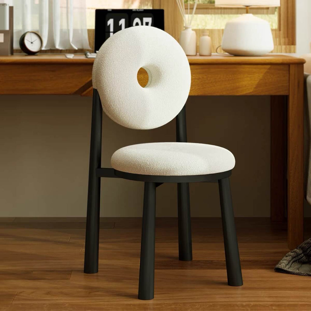 Fashionable white boucle sherpa side chair