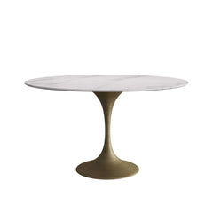 Luxury Round Dining Table and Chair Set with Sintered Stone Tabletop