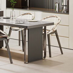 Slate Island Extendable Dining Table with Storage Cabinet Integrated
