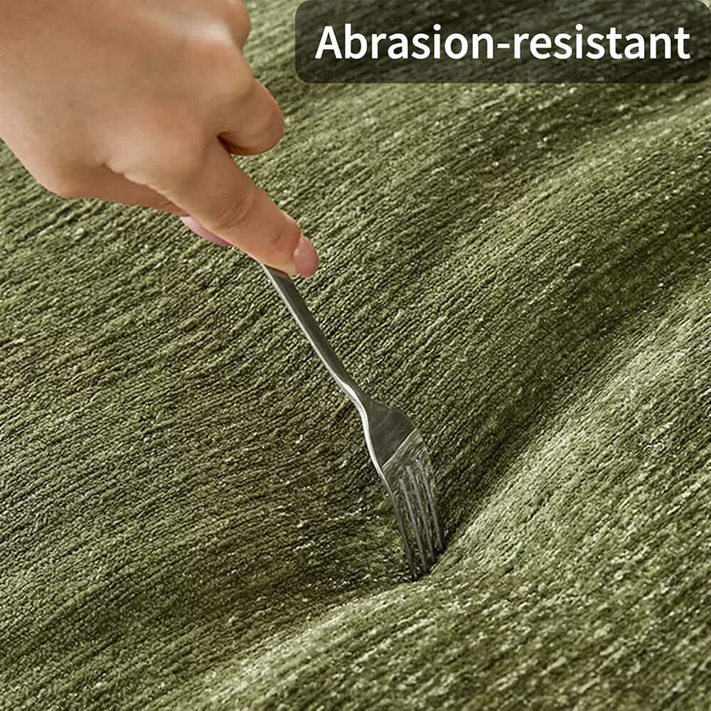 Green chenille big comfy couch with adjustable headrest and water-resistant fabric