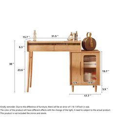 Modern Wooden Dressing Table with Convenient Storage Drawers & Side Cabinet Included