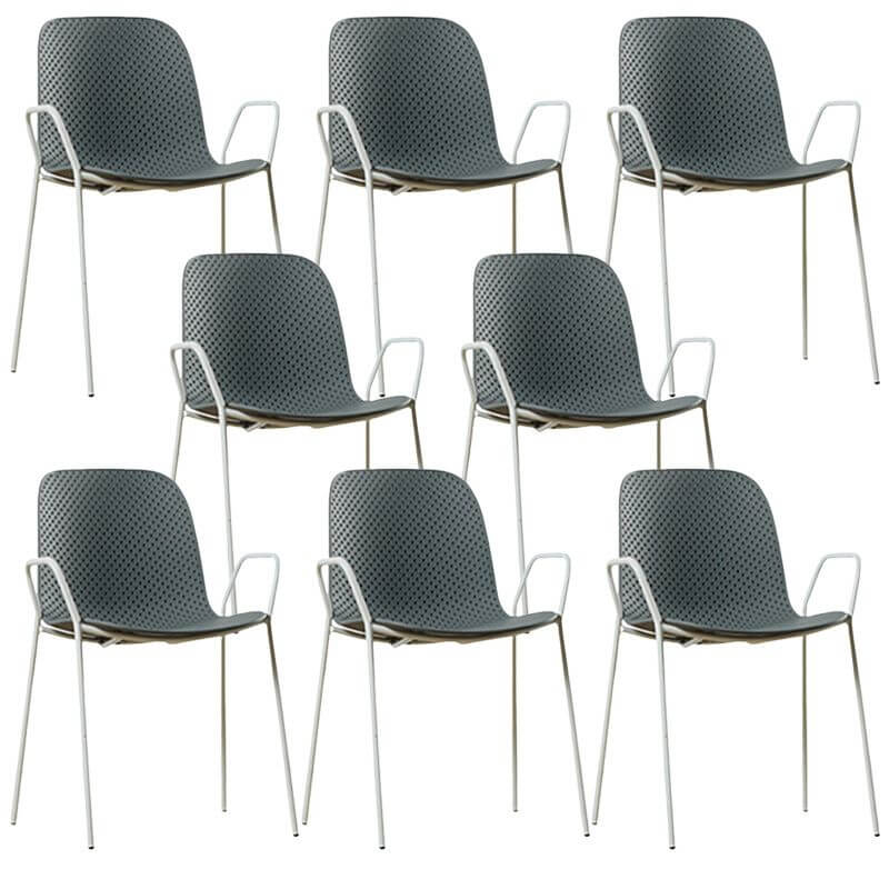 Scandinavian stackable kitchen chair with plastic and acrylic seat and metal legs